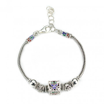 Heritage Collection Vintage Inspired Adjustable Sterling Silver Chain Bracelet - Mystic Butterfly