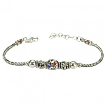 Heritage Collection Vintage Inspired Adjustable Sterling Silver Chain Bracelet - Twinkle Stars