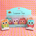 Owl Design Luggage Tags: Four Assorted 24 piece display box