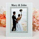 Silk-Screened personalized  White Glass Frame with Silver