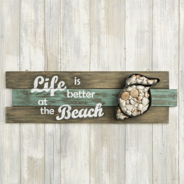 Shell Wall sign - 'Life is better at the Beach' From Gifts By PartyFairyBox®