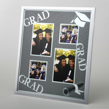4 opening collage glitter silver matte frame