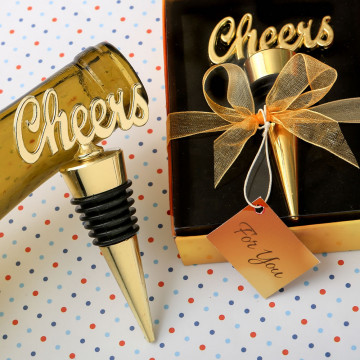 Cheers gold bottle stopper from PartyFairyBox