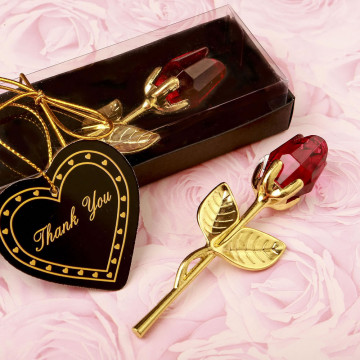 Choice Crystal Gold long stem red Rose from PartyFairyBox®