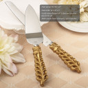 Gold lattice botanical collection stainless cake knife set