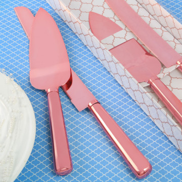 Simple elegance classic pink gold stainless steel cake knife set