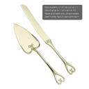 Heart themed Gold cake knife and server set