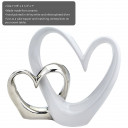 Double Open Heart Cake Topper Silver and White
