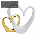 Double Open Heart Cake Topper Gold and White