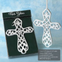 Heaven Sent Collection White Wood Cross Ornament