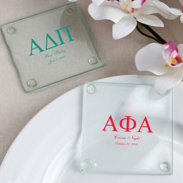 Personalized Glass Coasters: Greek Designs