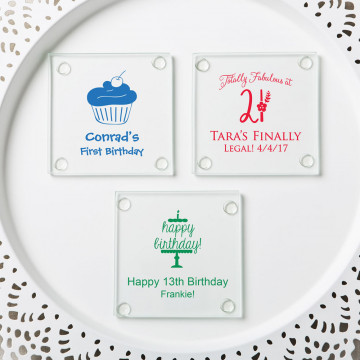 Personalized Stylish coasters from PartyFairyBox®- birthday design