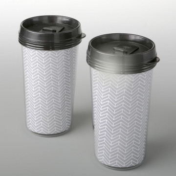 Double wall insulated Coffee cup with silver chevron design from PartyFairyBox®