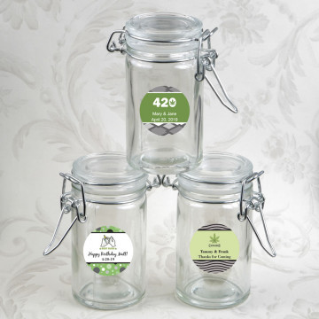 Personalized Expressions Collection Apothecary Jar Favor - cannabis design