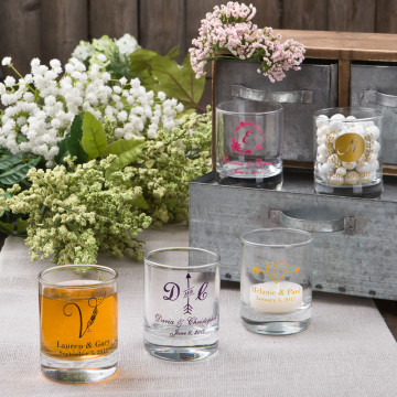 Shot glass or votive from PartyFairyBox®'s Silkscreened Monogram Collection
