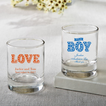 Personalized Shot glass or votive from PartyFairyBox®- marquee design