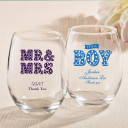 Personalized 9oz Stemless Wine Glasses From PartyFairyBox®- marquee design