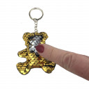 Gold / silver sequin teddy bear key chain
