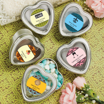 Personalized Expressions Collection Silver Heart Shaped Mint Tins