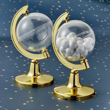 Gold mini globe candy container