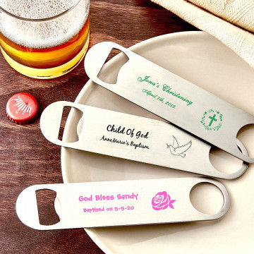 Design your own collection screen printed stainless steel bartenders bottle opener