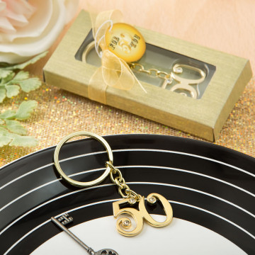50th design gold metal key chain from PartyFairyBox®
