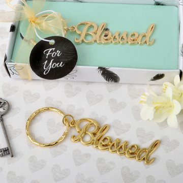 Blessed theme gold metal key chain from PartyFairyBox®
