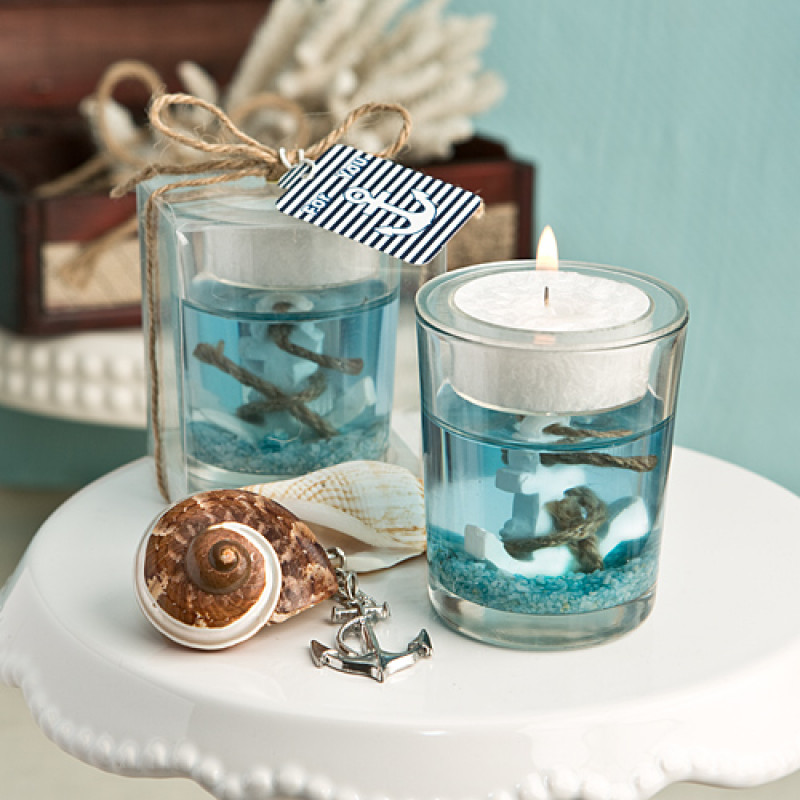 Nautical Themed Gel Candle Holder With Anchor Design From PartyFairyBox