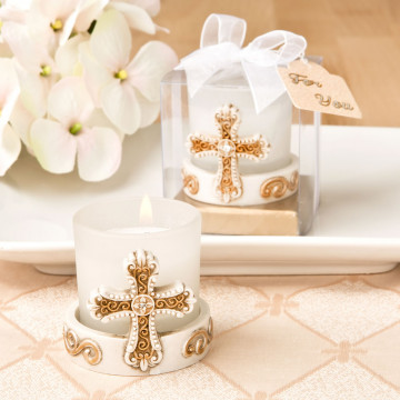 Vintage cross themed candle votive from PartyFairyBox®