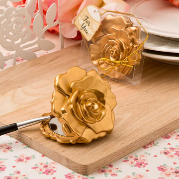 Ornate matte gold rose design compact mirror from PartyFairyBox.