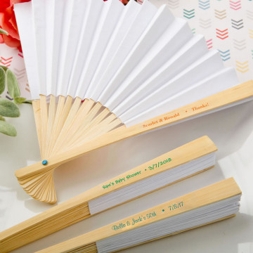 personalized elegant white paper folding fan from PartyFairyBox®
