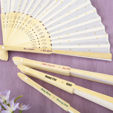 Personalized Collection Gold dot silk folding fan favor