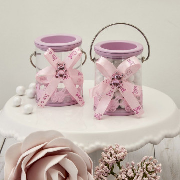 Baby girl pink decorated Paint can
