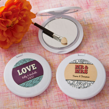 personalized compact mirror from PartyFairyBox®- Marquee design