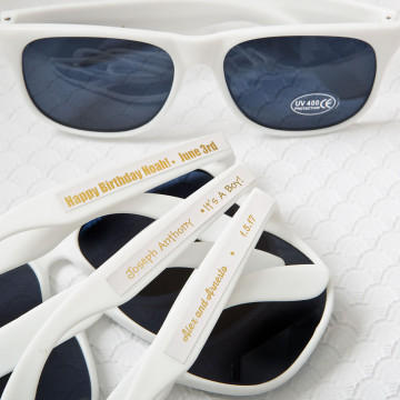 personalized metallics collection white sunglasses from PartyFairyBox