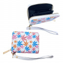 leaf design wallet with hand strap - 2 assorted colors