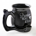 premium roast & Toast single wall mug - shiny black with white print