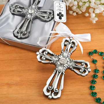 Silver Cross Ornament with Antique Finish from PartyFairyBox®