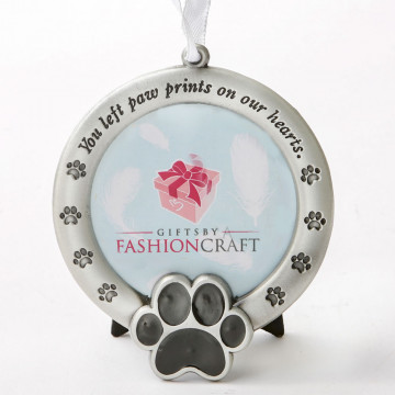pet memorial ornament - you left paw prints on our hearts - pet memorial ornament - gift box