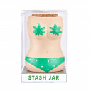 bikini stash jar - green bikini