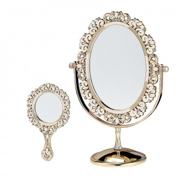 Deluxe Mirror set of 2  - large tilting oval mirror and hand mirror