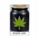 Green leaf stash jar - embossed leaf