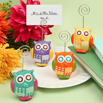 Hand Painted Ceramic Owl design place card/photo holders