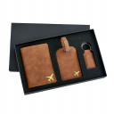 Fly with me collection - Deluxe Faux brown suede travel set